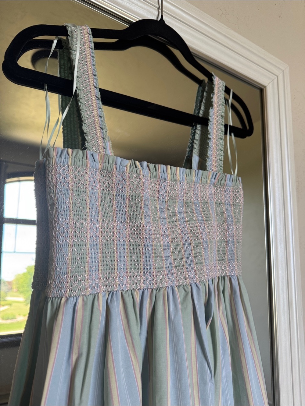 Abercrombie & Fitch Pastel Striped Midi Skirt/Dress in Blue, Mint & Cream - Picture 5 of 6